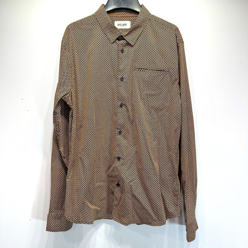 Luxe Brown Geometric Print Men's Dress Shirt
